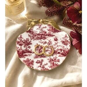 Magenta Toile Trinket Dish | French Country Jewelry Ring Holder| Grandmillennial